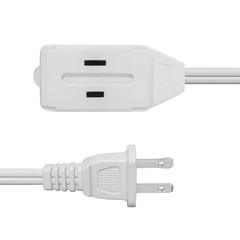 3-Outlet Indoor Extension Power Cord with Protection Outlet Cover 6 Feet White