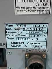 Daihen SGM-10A3 Mirowave Power Supply, RF Generator, 2450Hz, 1000W, 145245