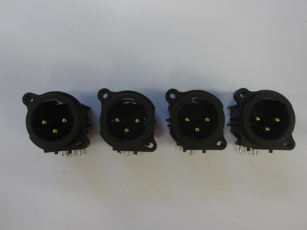 (4) Neutrik NC3MAH 3 Pole Male XLR Receptacle Housing Horizontal PCB Mount