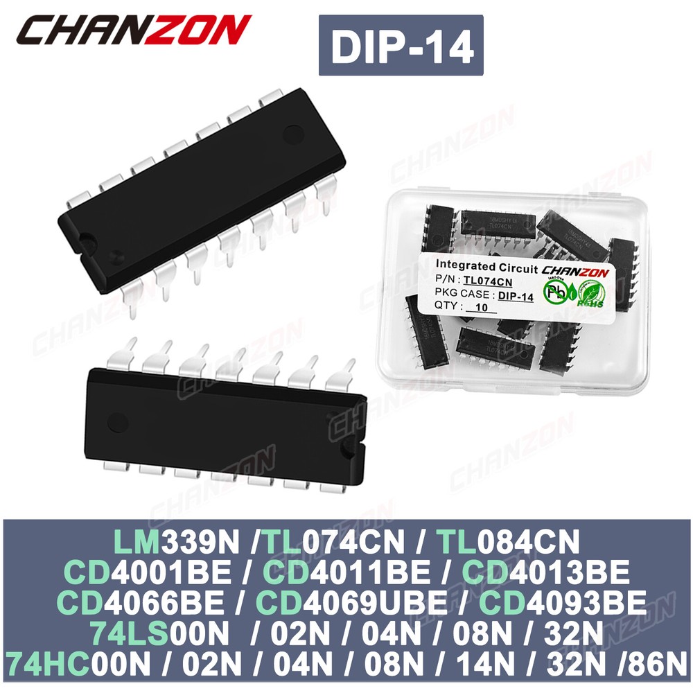 DIP14 LM339 CD4001 CD4011 74LS00 74LS02 74LS08 74LS32 74HC00 74HC14 IC 10 PCS