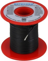 22 Gauge Silicone Wire Spool 100 ft Black Flexible 22 AWG Stranded Tinned Cop…