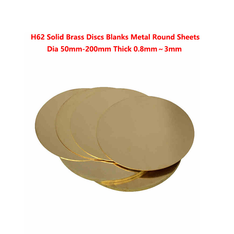 H62 Solid Brass Discs Blanks Metal Round Sheets Dia 50mm-200mm Thick 0.8mm～3mm