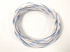18 GAUGE AWG PRIMARY WIRE 100 FT COPPER POWER GROUND MTW WHITE W/ BLUE STRIPE