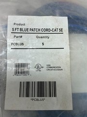 *FREE SHIPPING* Hellermann Tytion PCBLU5 Blue Patch Cord 5ft Cat 5E (5pcs.) -NEW