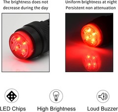 16MM Buzzer Red Indicator Light Lamp 12V DC LED 0.63 Round Cap Alarm Signal