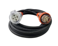 50 Amp 2m Extension Lead, 3 Phase, 5 pin, 415V 50A 2mt Cable 10mm² Rubber 3Ph