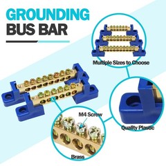 4PCS Grounding Bus Bar 10 Positions Electrical Ground 10