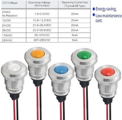 UL Listed 12mm 0.47 LED Indicator Light Indicator Light Waterproof IP67