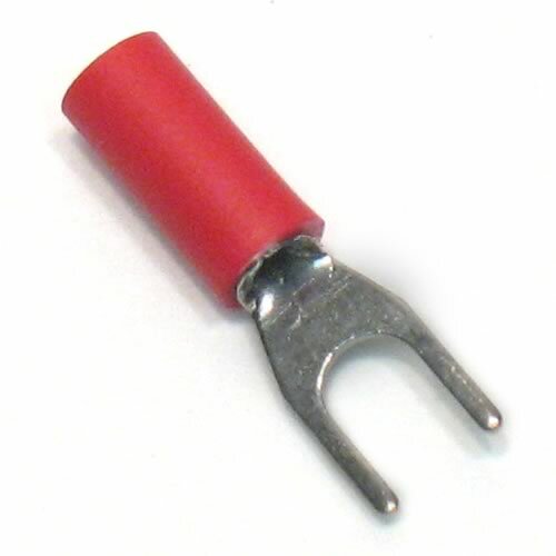 50pcs – Red Vinyl Insulated #6 Spade Terminal 18-22 Gauge VSTR6E