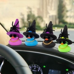 Halloween Car Decorations with Colorful Rubber Duck, Spider, Hat, Color: Pink