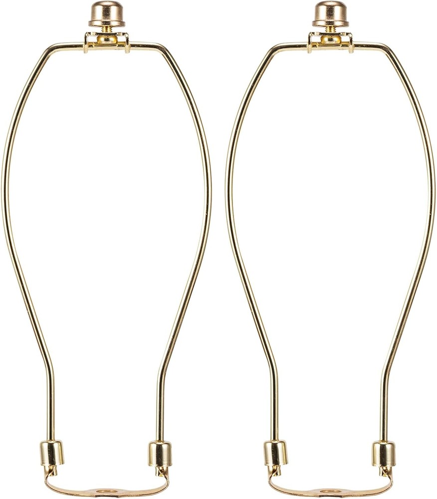 9 Inch Lamp Harp Kit Polished Brass 3/8 Inch Saddle Base Holes Light Duty Lamp