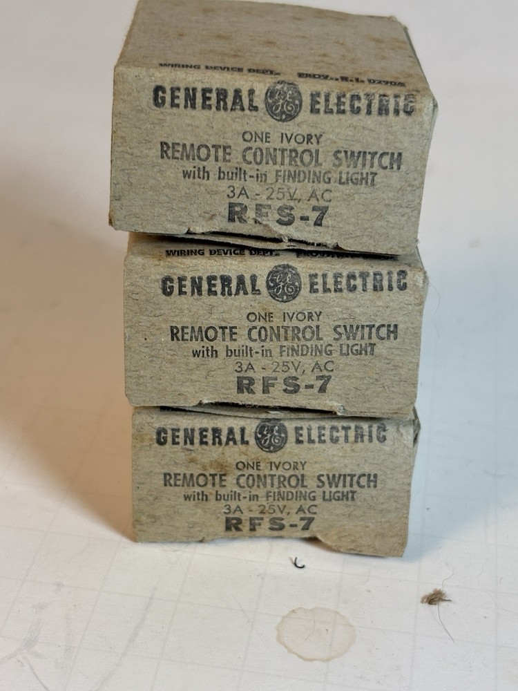 3 -UNUSED Vtg GE General Electric RFS-7 Remote Control Switch w/ Locator Light