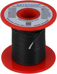 BNTECHGO 22 Gauge Silicone Wire Spool 100 ft Black Flexible 22 AWG Stranded Tinn