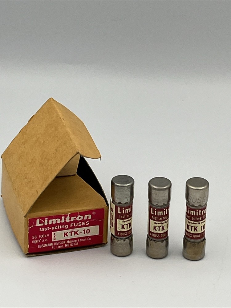 Bussmann KTK-10 10 Amp Limitron Fast Acting Supplementary Fuse 600V Lot Of 3