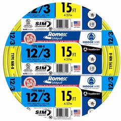15 ft. 12/3 Solid Romex SIMpull CU NM-B W/G Wire