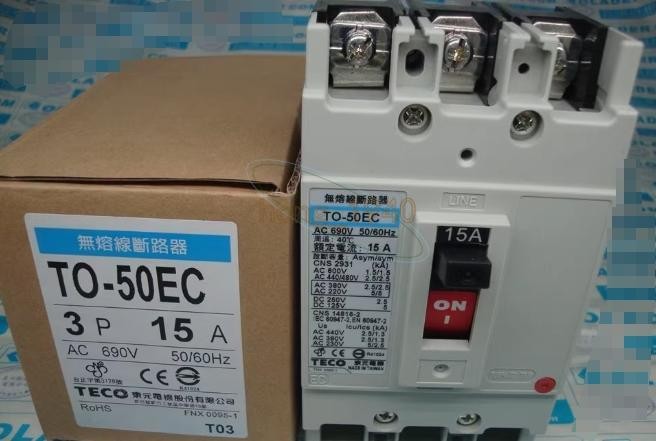 1PCS NEW TECO TO-50EC 3P 15A Fusion-free circuit breaker Expedited Shipping