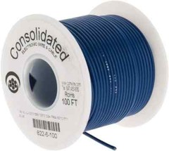 Made in USA 18 AWG, 16 Strand, 100′ OAL, Tinned Copper Hook Up Wire Blue PVC …