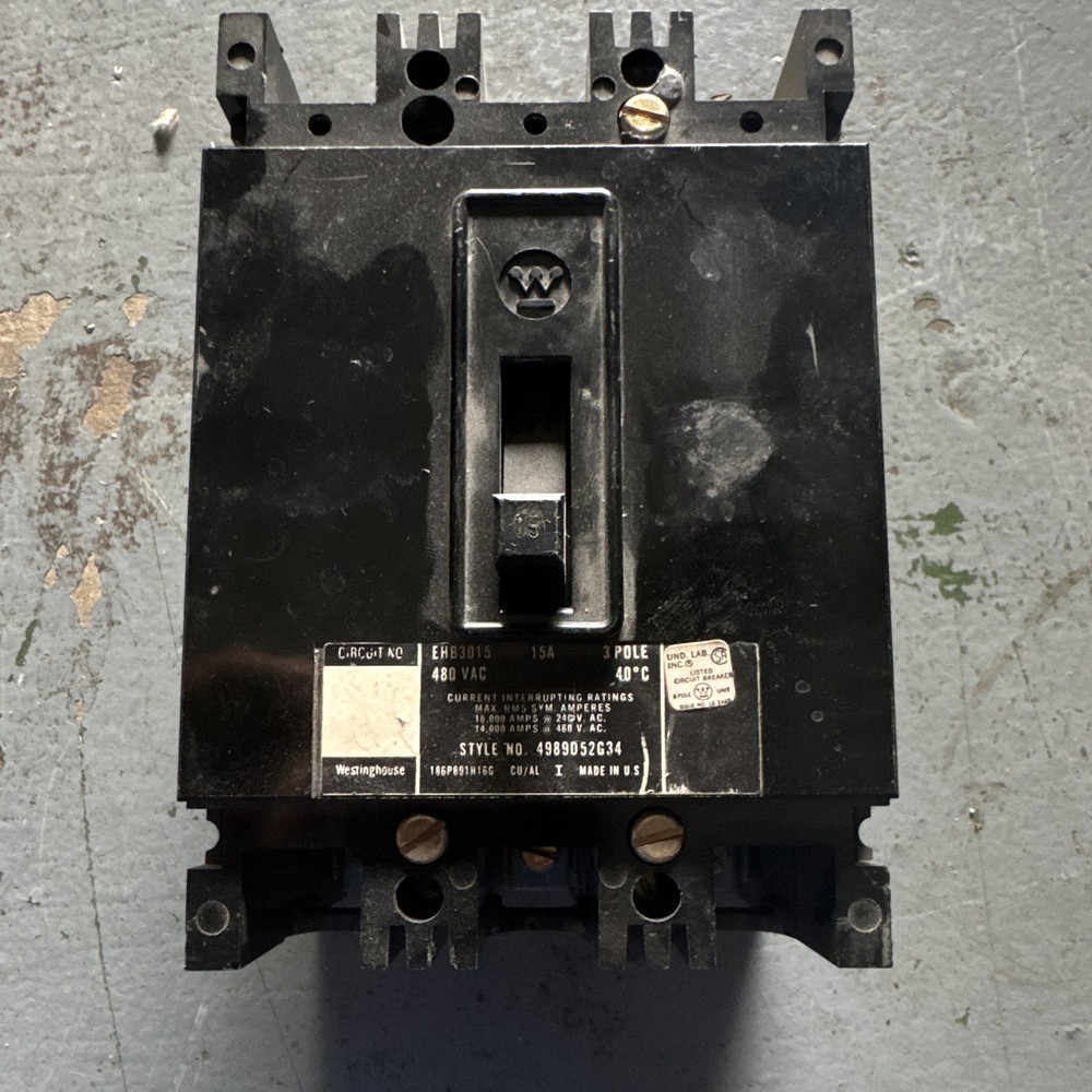 Vintage Westinghouse 15 Amp Main Circuit Breaker 480 VAC