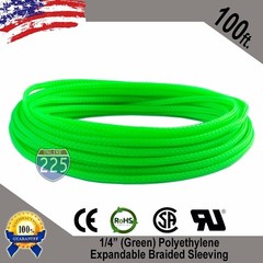 100 FT 1/4″ Green Expandable Wire Cable Sleeving Sheathing Braided Loom Tubing