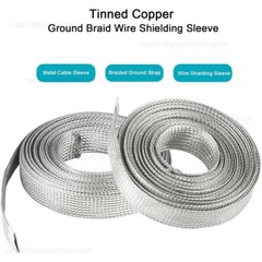 Braided Fabric Cable Flat Tinned Copper Metal Shielding Braided Sleeve Wire