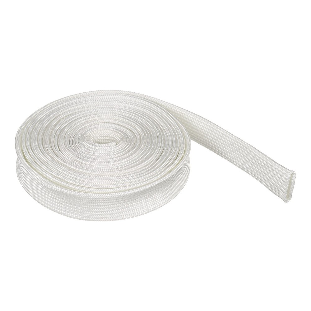 Braided Sleeving 9.8Ft x 0.39″ Fiberglass Braid Cable Sleeve for Home, White