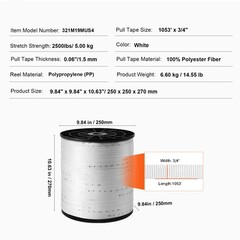 VEVOR Polyester Pulling Tape Mule Tape 3/4″ x 1053′ 2500 lbf Tensile Capacity