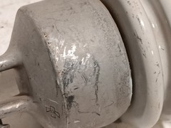 Porcelain high-voltage electrical insulator, 45 Ft/Lb, 6-3/0 ACSR, 6-4/0 AL