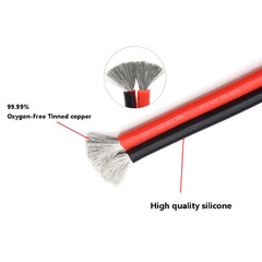 Super Soft 2 Pin Black Red Silicone Cable 28Awg 26 24 22 20 18 16 14 12Awg 10Awg