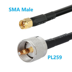 WIZACE 3, 10, & 15 ft SMA Male to PL259 UHF S-LMR240 Extension Cable 50 (Ohm)