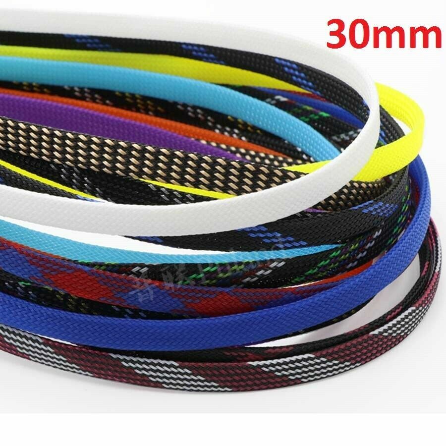 16 Colors 30mm Braided Cable Sleeving/Sheathing/Auto Wire Cord Harnessing PET