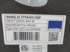 ComCables 1000ft 18AWG 2C Strand CMP Security Cable