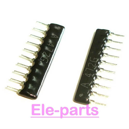 50 PCS A10-472G SIP10 A10-472 4.7K ohm 9 Commoned Resistor Network Array 10 PIN
