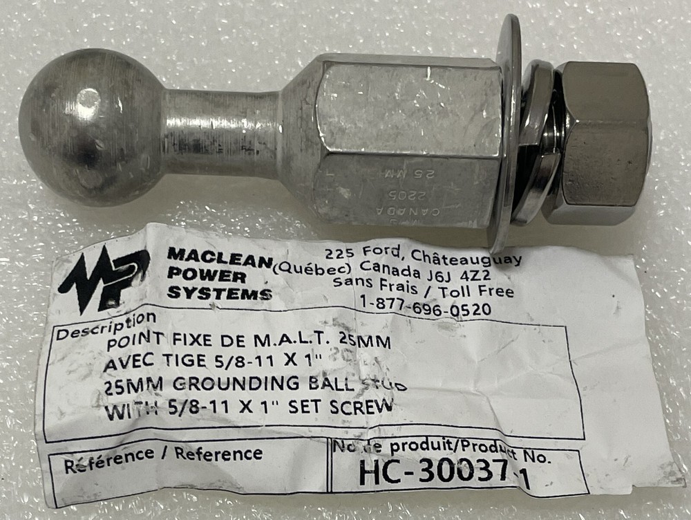 MACLEAN POWER SYSTEMS HC-30037-1 GROUNDING BALL STUD 5H 25mm 5/8″-11 THREAD NEW