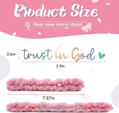 Stretchy Plush Rear View Mirror Cover Decal in Furry Pink, Laser Color: Pink2