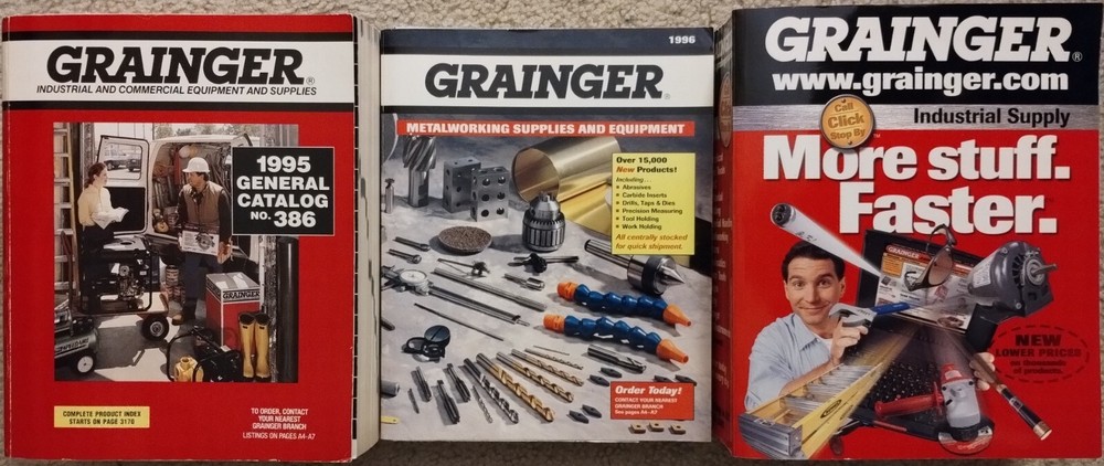 GRAINGER 1995 #386, 1996 Metalwork Supplies, 2000-1 #391 Catalogs, used