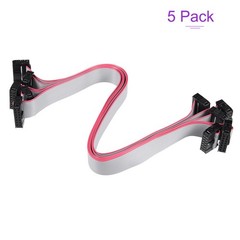 5 Pack Long 30CM 2.54MM Flat Ribbon Cable IDC 14 Pin Connector