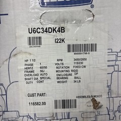 New Leeson 116582.00 1.5HP 115/230V Electric Pump Motor U6C34DK4B Single Phase