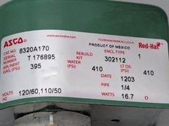 ASCO RED HAT 8320A170 Red Hat Solenoid Valve 1/4″ 3-Way 12VDC T176895-302112
