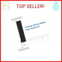 BNTECHGO 24 Gauge Silicone Ribbon Cable Flexible 4P Black 25 ft Flat Cable 24 AW