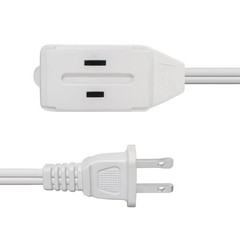 6FT 3-Outlet Extension Power Cord Indoor 2 Prong Protection Outlet Cover White