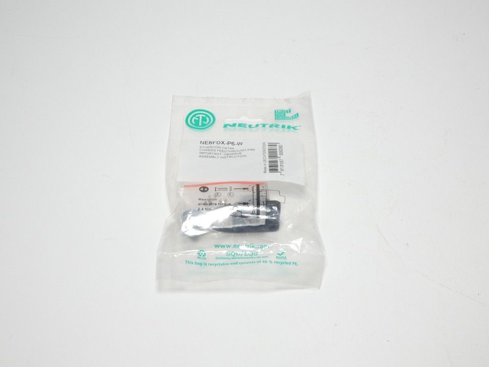 Neutrik NE8FDX-P6-W Ethercon Cat6A Feed Through Panel Connector IP65 – NEW Su…