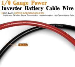 1/0 Gauge Wire Copper Clad Aluminum CCA 40FT AWG 1/0, 20FT-RED/Black