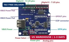 USB Host Shield for Arduino UNO MEGA ADK Compatible for Android ADK DIY MAX3421