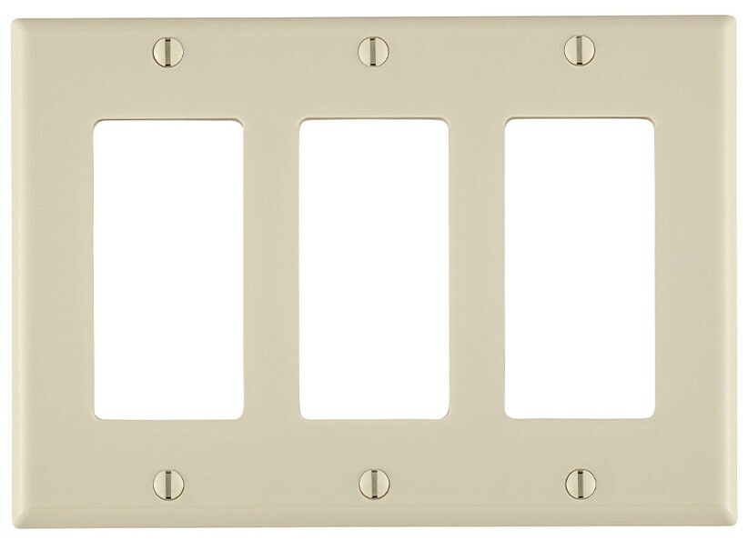 Leviton 80411-T, Light Almond, (3) Decora/GFCI, 3-Gang, Standard, Wallplate, 1pc