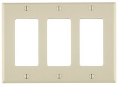 Leviton 80411-T, Light Almond, (3) Decora/GFCI, 3-Gang, Standard, Wallplate, 1pc