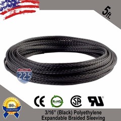 5 FT. 3/16″ Black Expandable Wire Cable Sleeving Sheathing Braided Loom Tubing