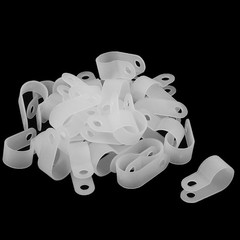 30Pieces 10.4mm R Type White Plastic Cable Clip Hose Clamp Replacement