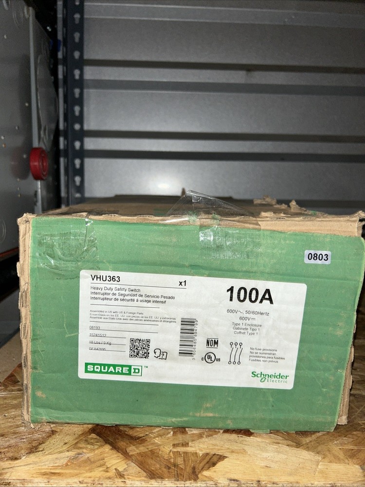 NIB Square D VHU363 100A 600V Heavy-Duty Non Fused Safety Switch Viewing Window