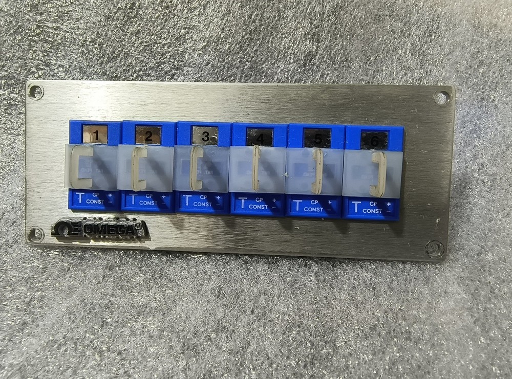 Omega MJP1-06-T Thermocouple Panel Rack with 6x MPJ-T-F Type T Mini Jacks