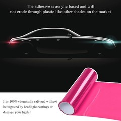 Pink Car Light Tint Film Roll, 11.8″ x 47.2″ Self-Adhesive Vinyl W Color: Pink